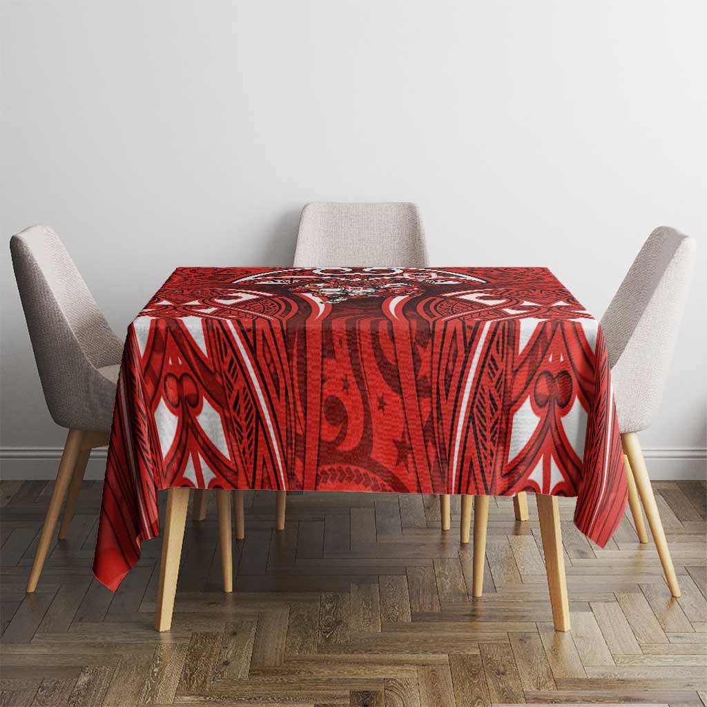 St George Illawarra Dragons Rugby Tablecloth Polynesian Tribal Dragon Warrior Red Pattern