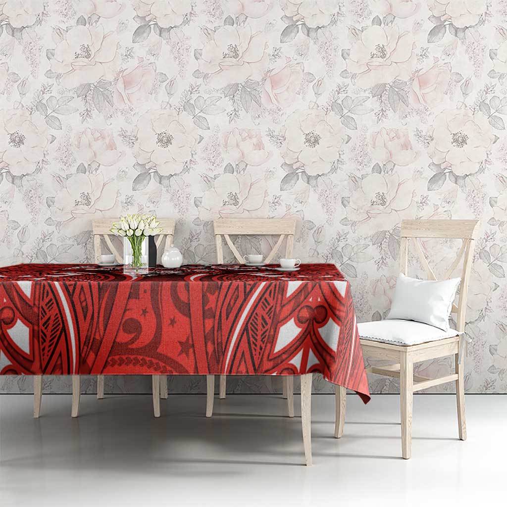 St George Illawarra Dragons Rugby Tablecloth Polynesian Tribal Dragon Warrior Red Pattern