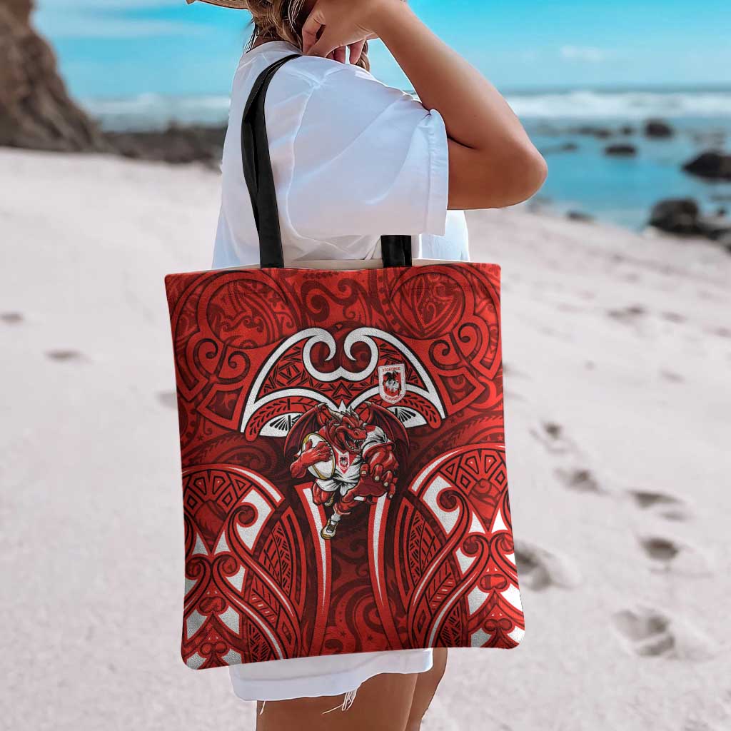 St George Illawarra Dragons Rugby Tote Bag Polynesian Tribal Dragon Warrior Red Pattern
