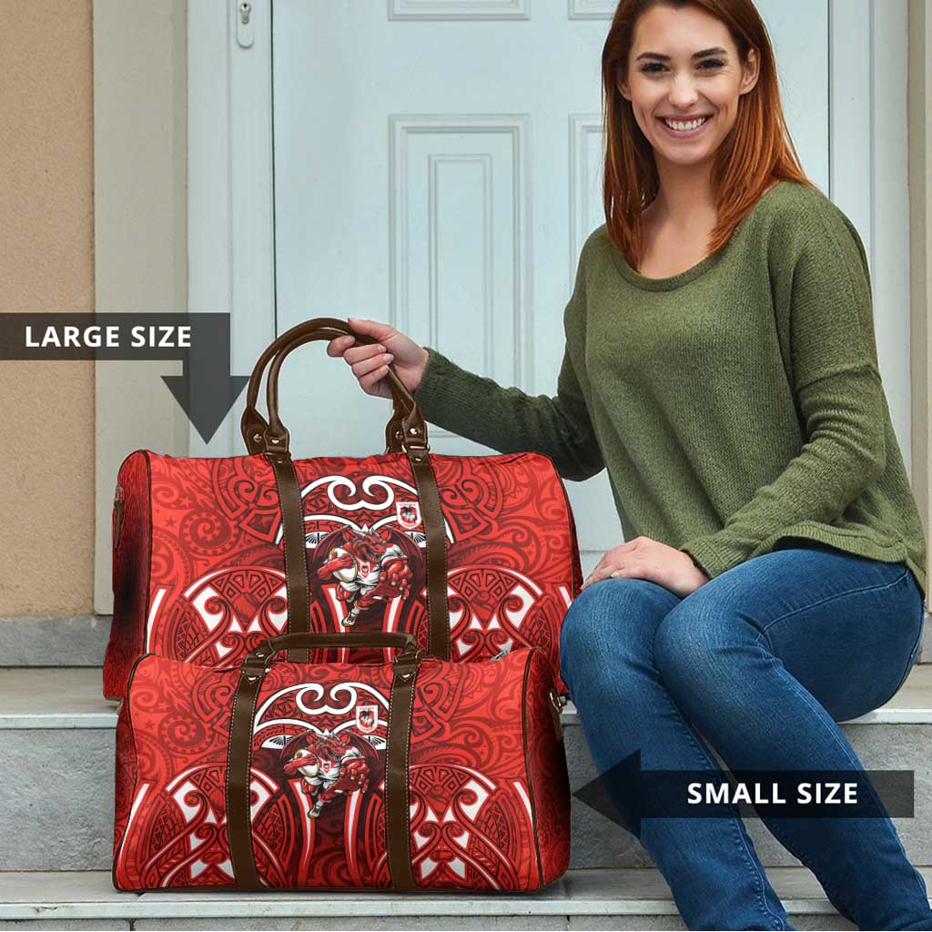 St George Illawarra Dragons Rugby Travel Bag Polynesian Tribal Dragon Warrior Red Pattern