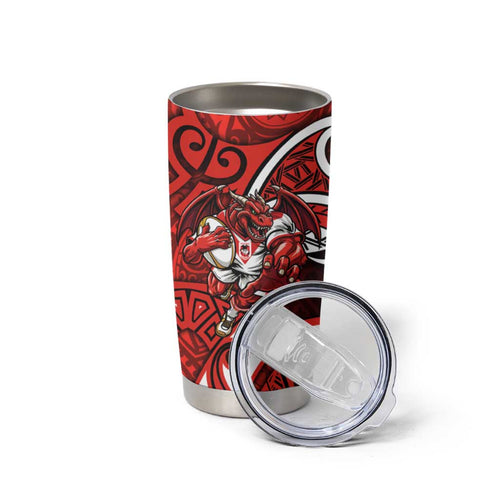 St George Illawarra Dragons Rugby Tumbler Cup Polynesian Tribal Dragon Warrior Red Pattern