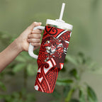 St George Illawarra Dragons Rugby Tumbler With Handle Polynesian Tribal Dragon Warrior Red Pattern