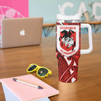 St George Illawarra Dragons Rugby Tumbler With Handle Polynesian Tribal Dragon Warrior Red Pattern