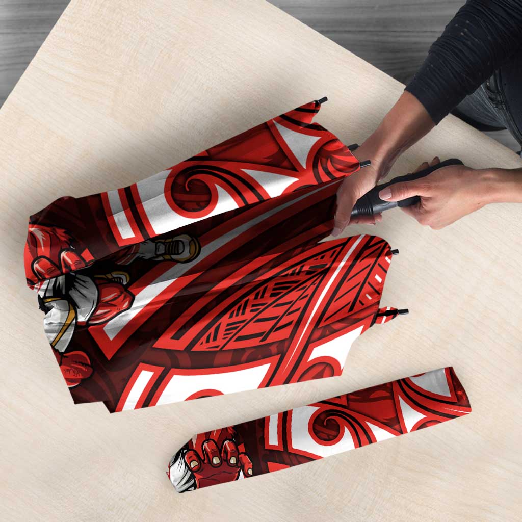 St George Illawarra Dragons Rugby Umbrella Polynesian Tribal Dragon Warrior Red Pattern