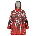 St George Illawarra Dragons Rugby Wearable Blanket Hoodie Polynesian Tribal Dragon Warrior Red Pattern