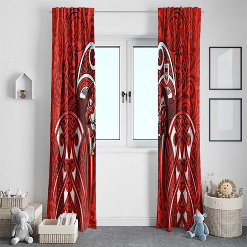 St George Illawarra Dragons Rugby Window Curtain Polynesian Tribal Dragon Warrior Red Pattern