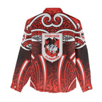 St George Illawarra Dragons Rugby Women Casual Shirt Polynesian Tribal Dragon Warrior Red Pattern
