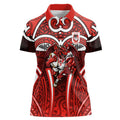 St George Illawarra Dragons Rugby Women Polo Shirt Polynesian Tribal Dragon Warrior Red Pattern
