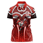 St George Illawarra Dragons Rugby Women Polo Shirt Polynesian Tribal Dragon Warrior Red Pattern