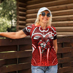St George Illawarra Dragons Rugby Women Polo Shirt Polynesian Tribal Dragon Warrior Red Pattern