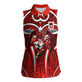 St George Illawarra Dragons Rugby Women Sleeveless Polo Shirt Polynesian Tribal Dragon Warrior Red Pattern