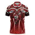 St George Illawarra Dragons Rugby Zipper Polo Shirt Polynesian Tribal Dragon Warrior Red Pattern