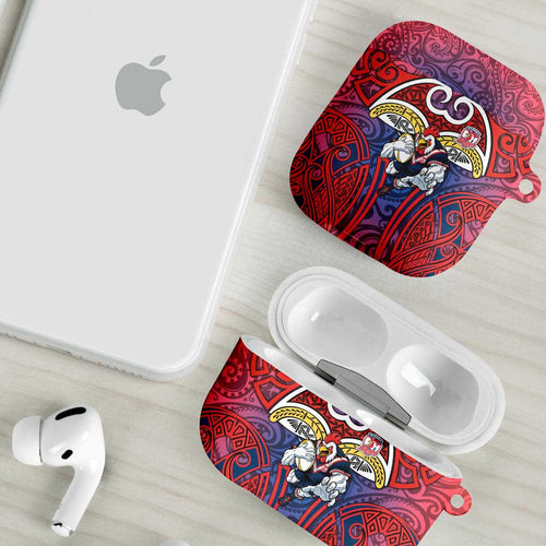 Sydney Roosters Rugby AirPods Case Polynesian Tribal Rooster Warrior Red Blue Pattern