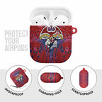 Sydney Roosters Rugby AirPods Case Polynesian Tribal Rooster Warrior Red Blue Pattern