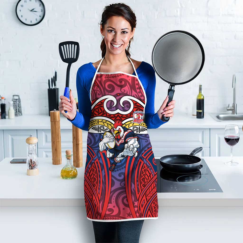 Sydney Roosters Rugby Apron Polynesian Tribal Rooster Warrior Red Blue Pattern