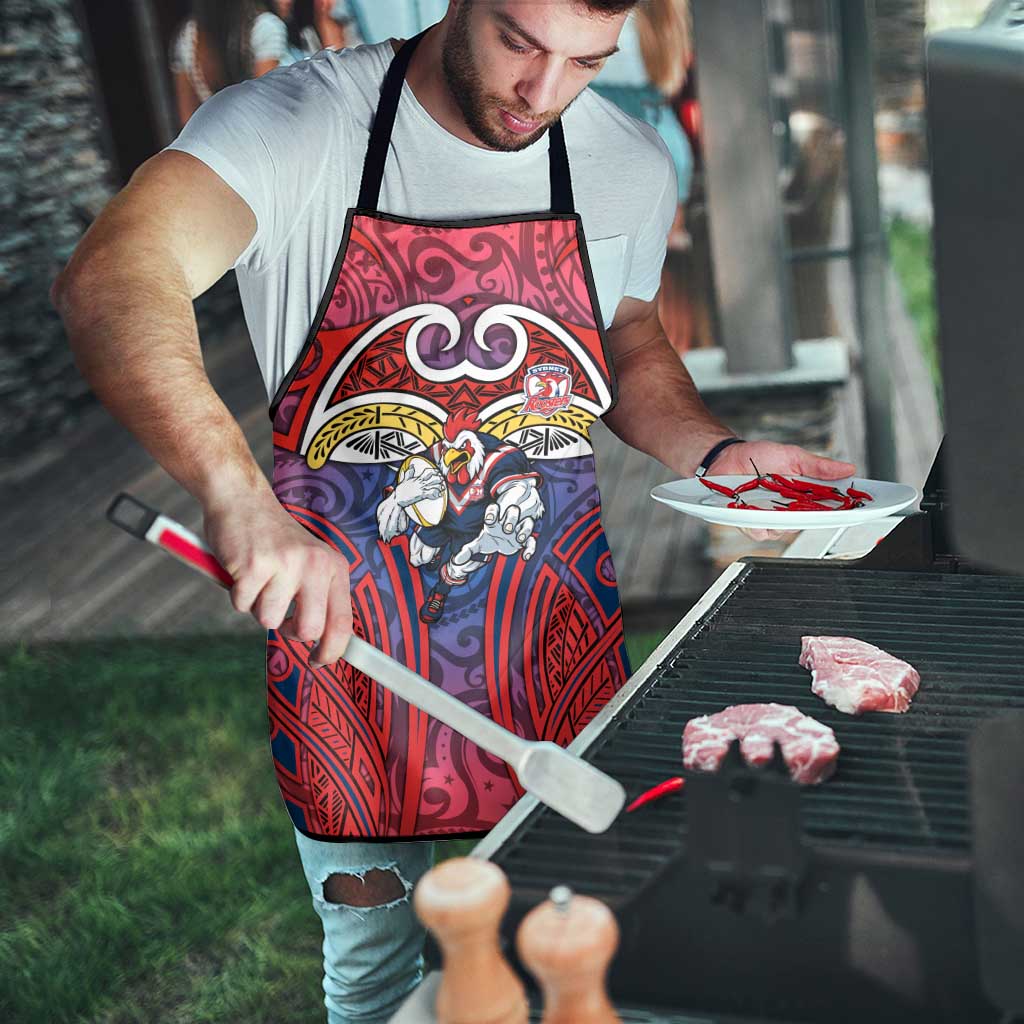 Sydney Roosters Rugby Apron Polynesian Tribal Rooster Warrior Red Blue Pattern