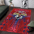 Sydney Roosters Rugby Area Rug Polynesian Tribal Rooster Warrior Red Blue Pattern