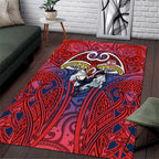 Sydney Roosters Rugby Area Rug Polynesian Tribal Rooster Warrior Red Blue Pattern