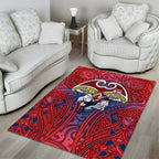 Sydney Roosters Rugby Area Rug Polynesian Tribal Rooster Warrior Red Blue Pattern