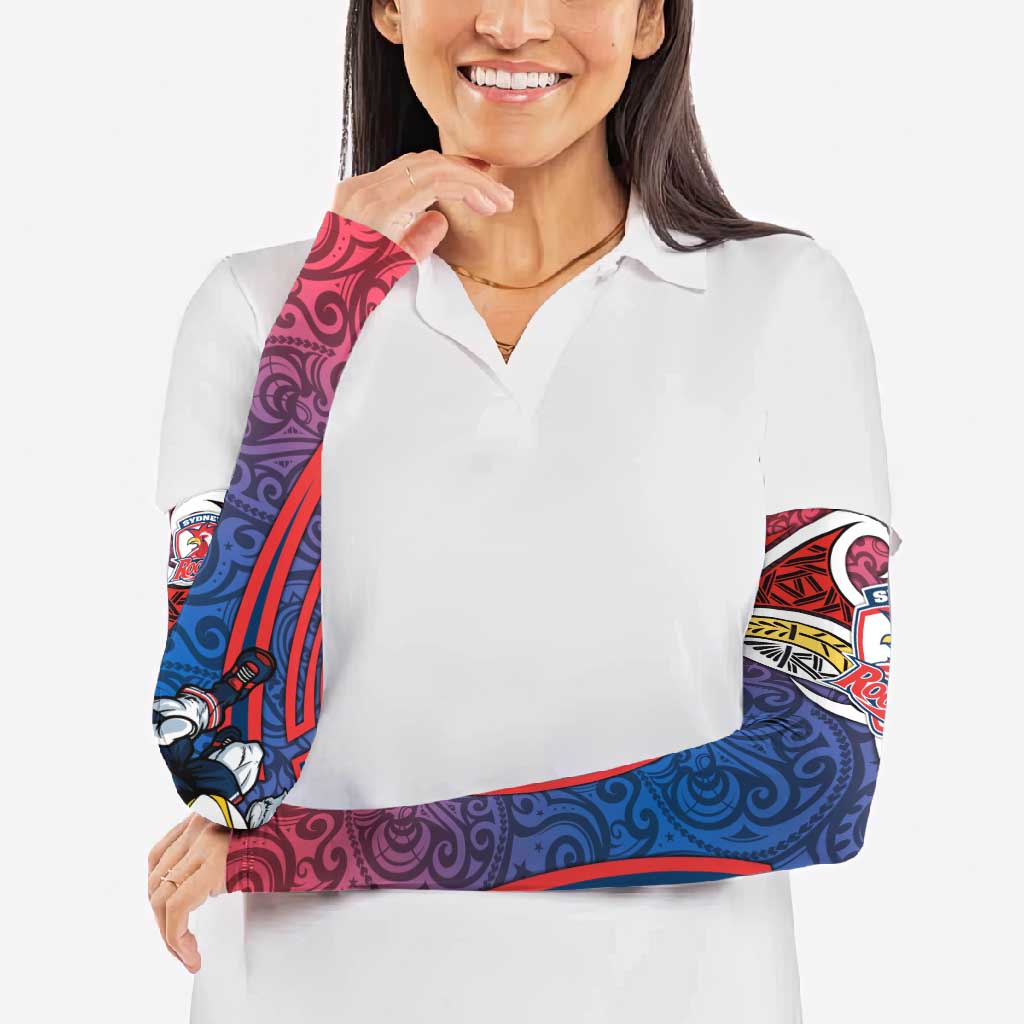 Sydney Roosters Rugby Arm Sleeves Polynesian Tribal Rooster Warrior Red Blue Pattern