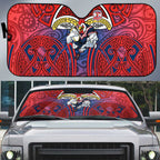Sydney Roosters Rugby Auto Sun Shade Polynesian Tribal Rooster Warrior Red Blue Pattern