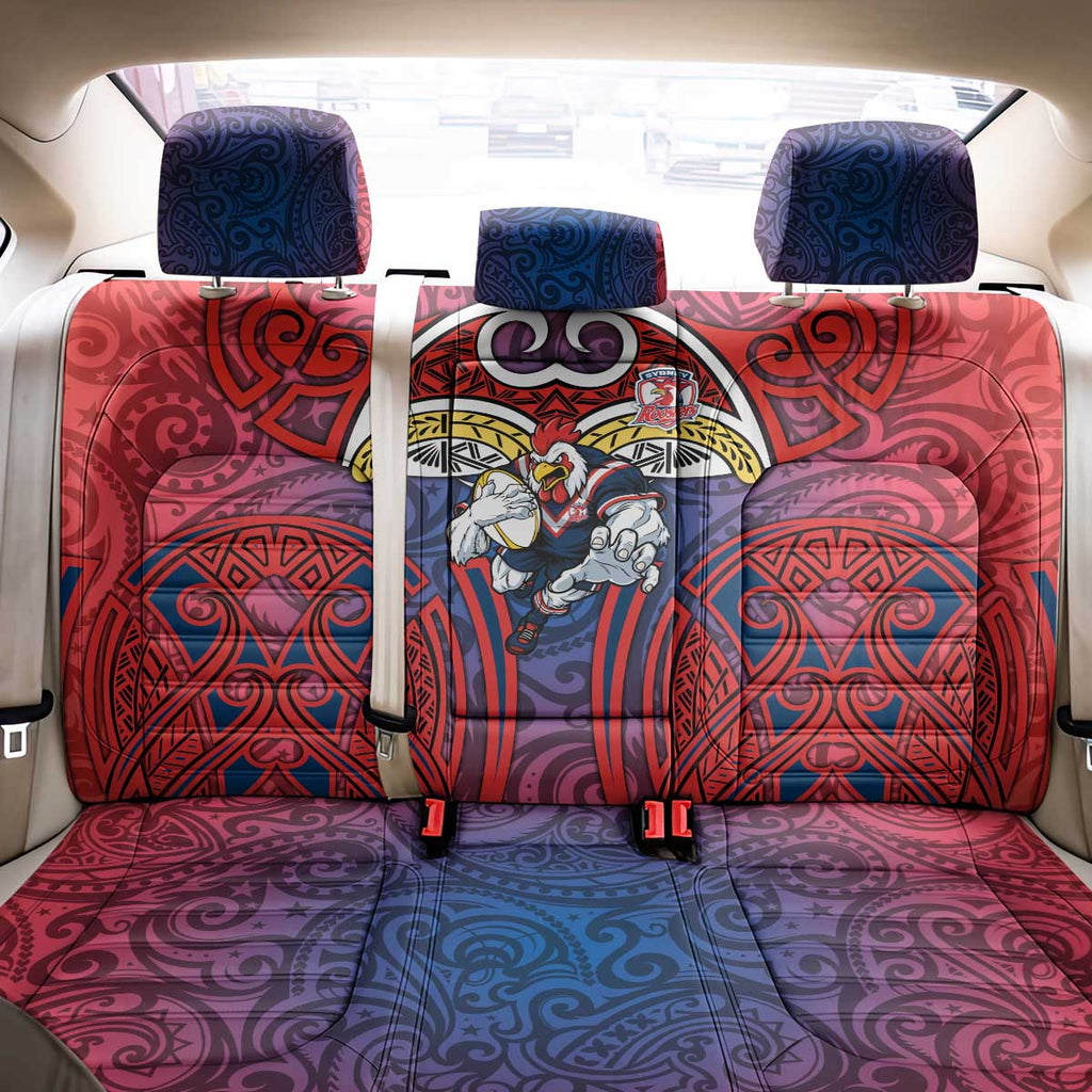 Sydney Roosters Rugby Back Car Seat Cover Polynesian Tribal Rooster Warrior Red Blue Pattern