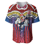 Sydney Roosters Rugby Baseball Jersey Polynesian Tribal Rooster Warrior Red Blue Pattern