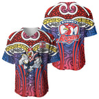 Sydney Roosters Rugby Baseball Jersey Polynesian Tribal Rooster Warrior Red Blue Pattern