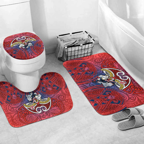 Sydney Roosters Rugby Bathroom Set Polynesian Tribal Rooster Warrior Red Blue Pattern