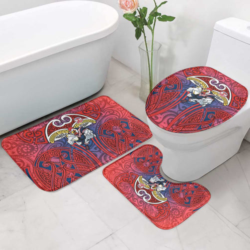 Sydney Roosters Rugby Bathroom Set Polynesian Tribal Rooster Warrior Red Blue Pattern