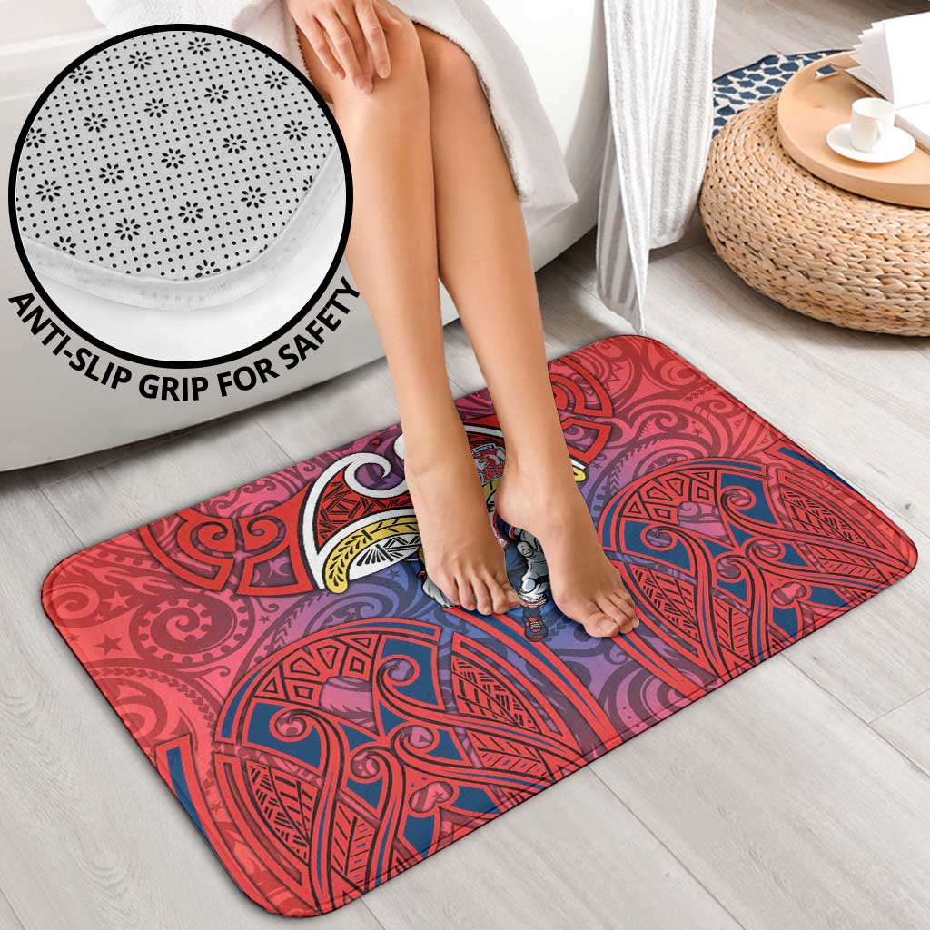 Sydney Roosters Rugby Bathroom Set Polynesian Tribal Rooster Warrior Red Blue Pattern
