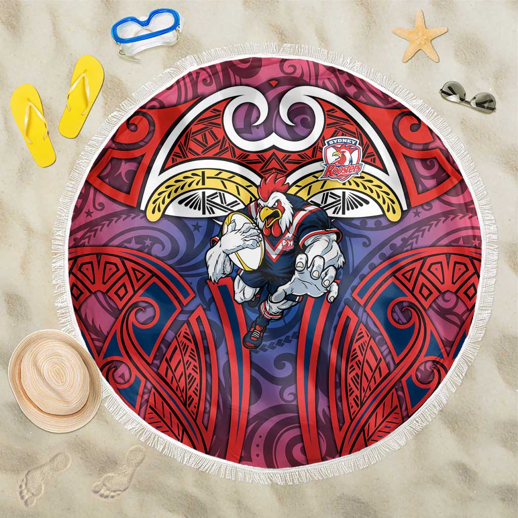 Sydney Roosters Rugby Beach Blanket Polynesian Tribal Rooster Warrior Red Blue Pattern