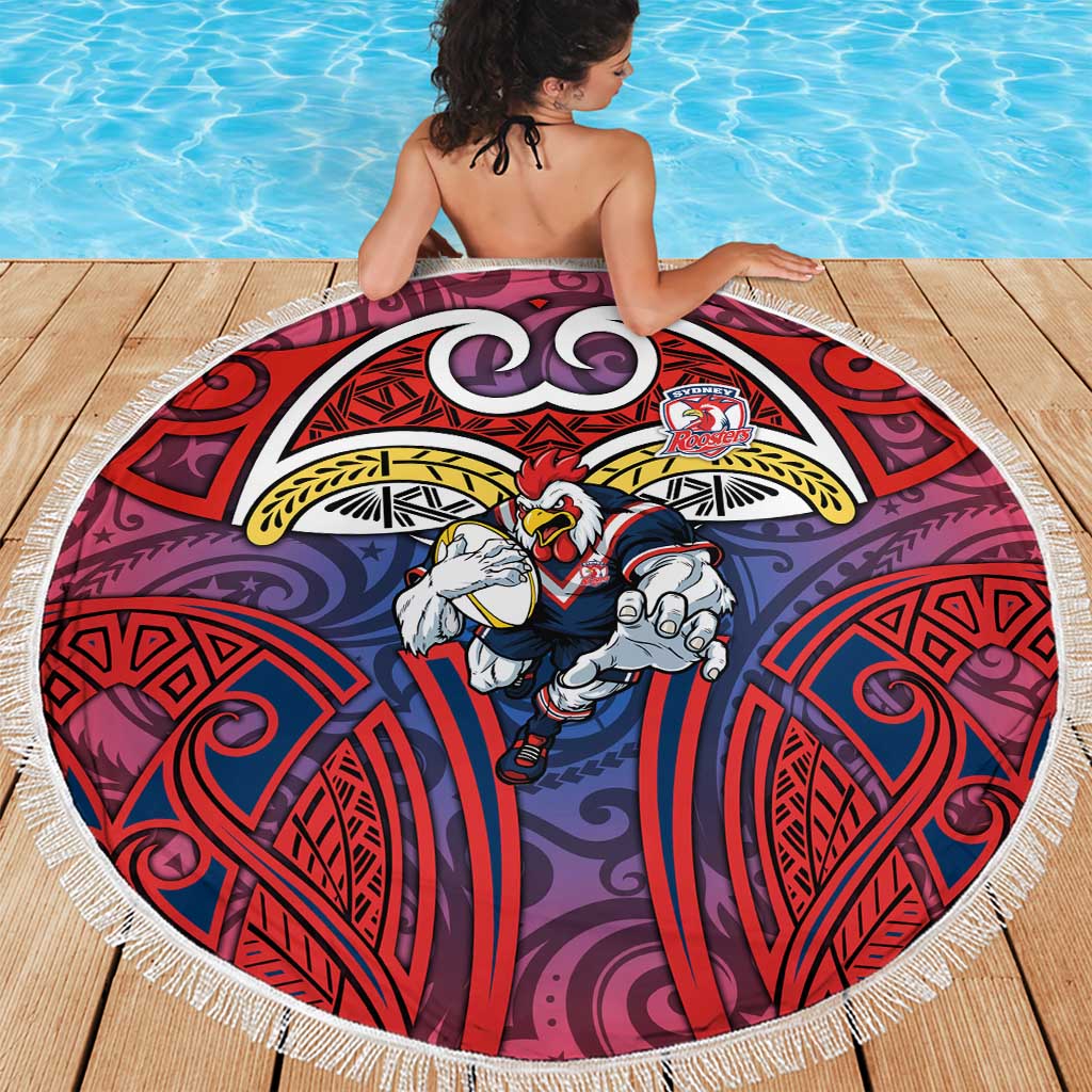 Sydney Roosters Rugby Beach Blanket Polynesian Tribal Rooster Warrior Red Blue Pattern