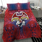 Sydney Roosters Rugby Bedding Set Polynesian Tribal Rooster Warrior Red Blue Pattern
