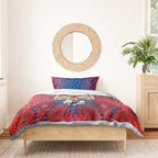 Sydney Roosters Rugby Bedding Set Polynesian Tribal Rooster Warrior Red Blue Pattern