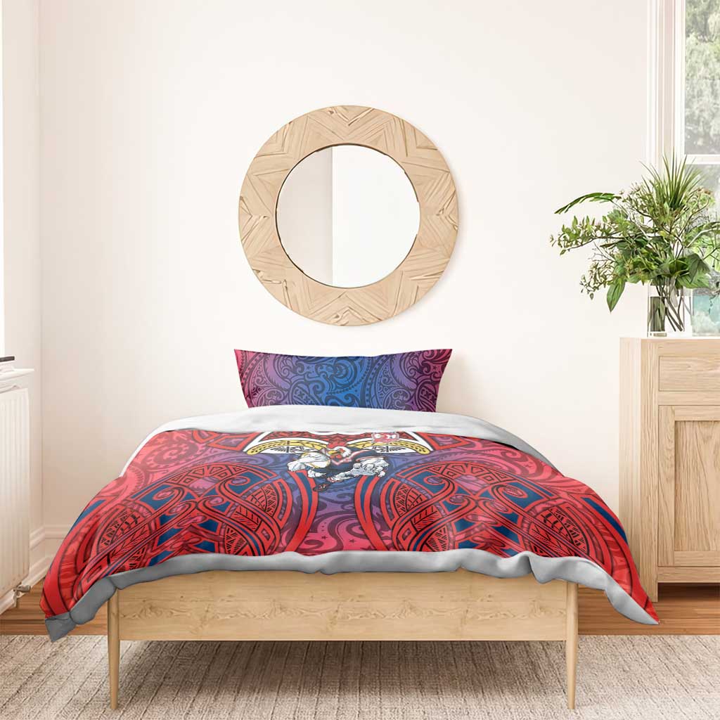 Sydney Roosters Rugby Bedding Set Polynesian Tribal Rooster Warrior Red Blue Pattern