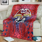 Sydney Roosters Rugby Blanket Polynesian Tribal Rooster Warrior Red Blue Pattern