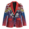 Sydney Roosters Rugby Blazer Polynesian Tribal Rooster Warrior Red Blue Pattern