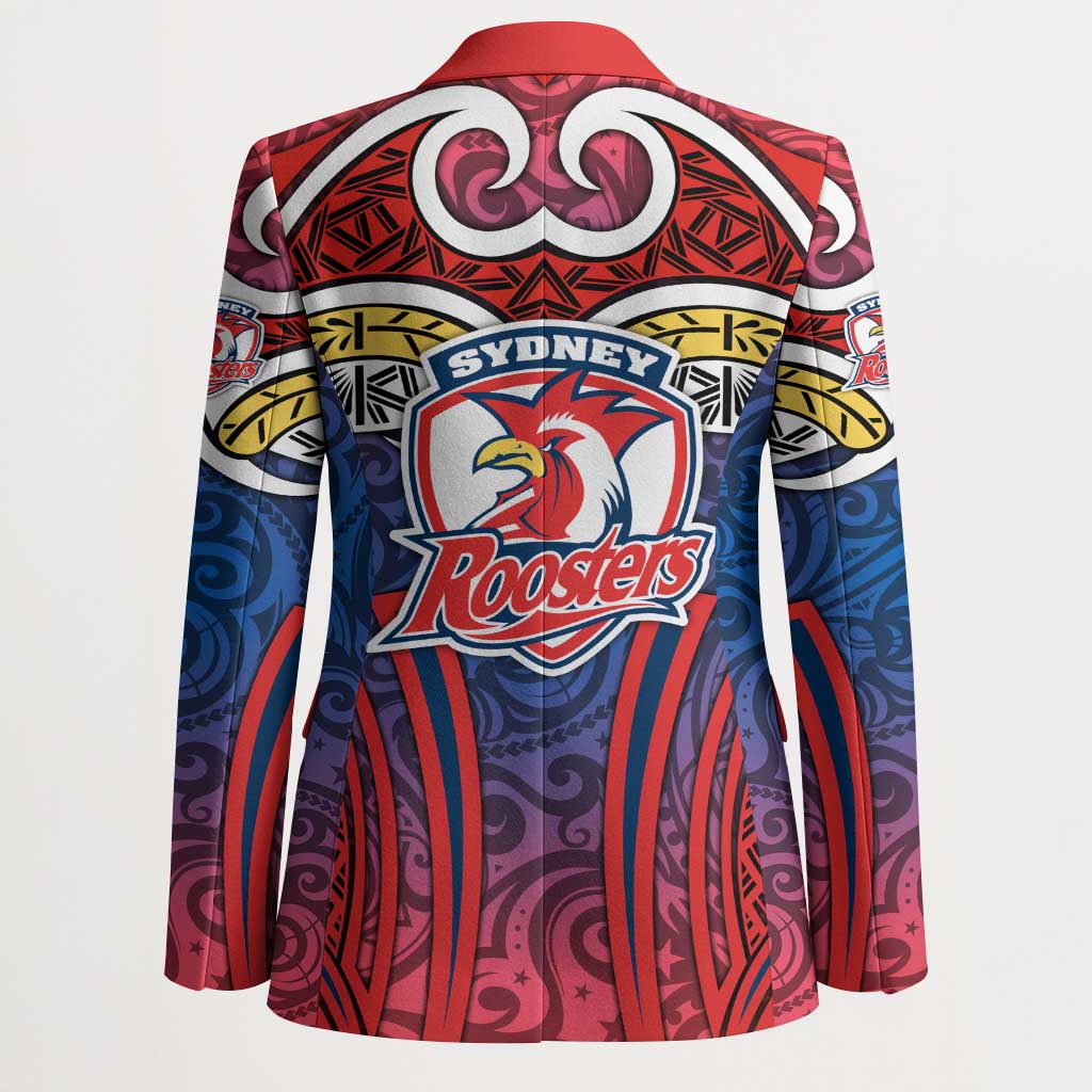 Sydney Roosters Rugby Blazer Polynesian Tribal Rooster Warrior Red Blue Pattern