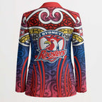 Sydney Roosters Rugby Blazer Polynesian Tribal Rooster Warrior Red Blue Pattern