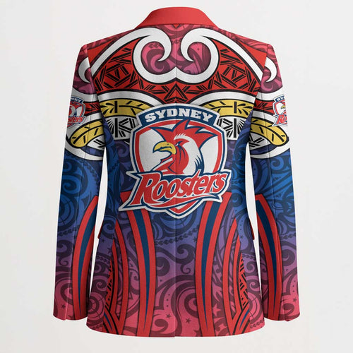 Sydney Roosters Rugby Blazer Polynesian Tribal Rooster Warrior Red Blue Pattern