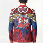 Sydney Roosters Rugby Blazer Polynesian Tribal Rooster Warrior Red Blue Pattern
