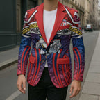 Sydney Roosters Rugby Blazer Polynesian Tribal Rooster Warrior Red Blue Pattern