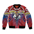 Sydney Roosters Rugby Bomber Jacket Polynesian Tribal Rooster Warrior Red Blue Pattern