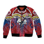Sydney Roosters Rugby Bomber Jacket Polynesian Tribal Rooster Warrior Red Blue Pattern