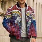 Sydney Roosters Rugby Bomber Puffer Jacket Polynesian Tribal Rooster Warrior Red Blue Pattern
