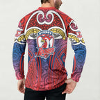 Sydney Roosters Rugby Button Sweatshirt Polynesian Tribal Rooster Warrior Red Blue Pattern