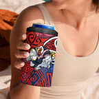 Sydney Roosters Rugby 4 in 1 Can Cooler Tumbler Polynesian Tribal Rooster Warrior Red Blue Pattern