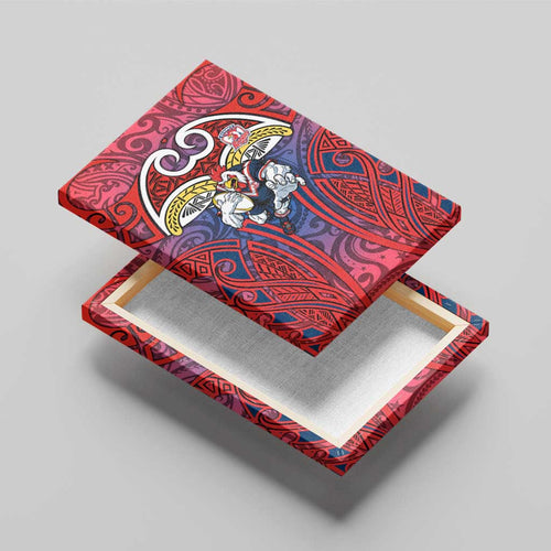 Sydney Roosters Rugby Canvas Wall Art Polynesian Tribal Rooster Warrior Red Blue Pattern