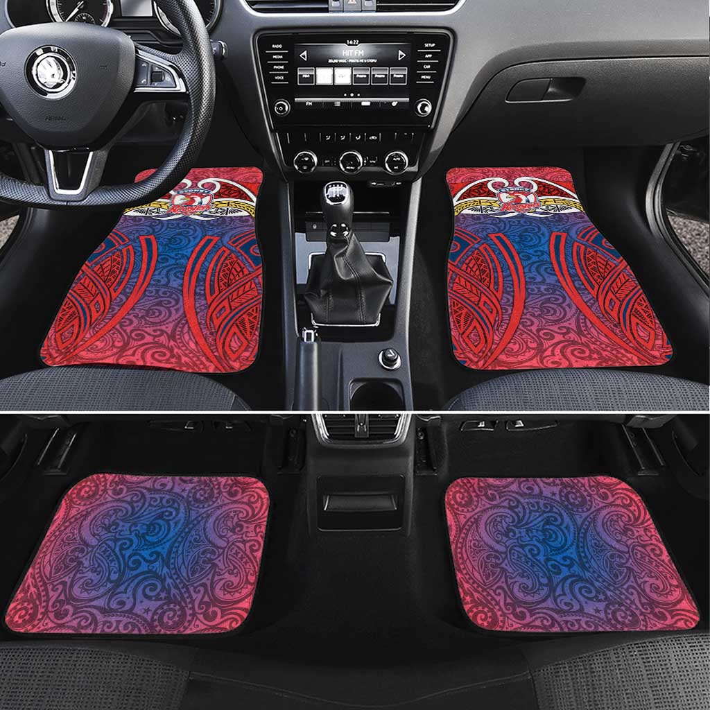 Sydney Roosters Rugby Car Mats Polynesian Tribal Rooster Warrior Red Blue Pattern